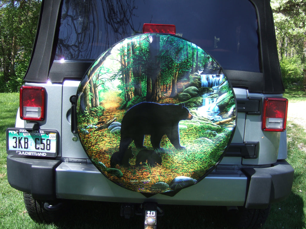 Early morning black bear spare tire cover