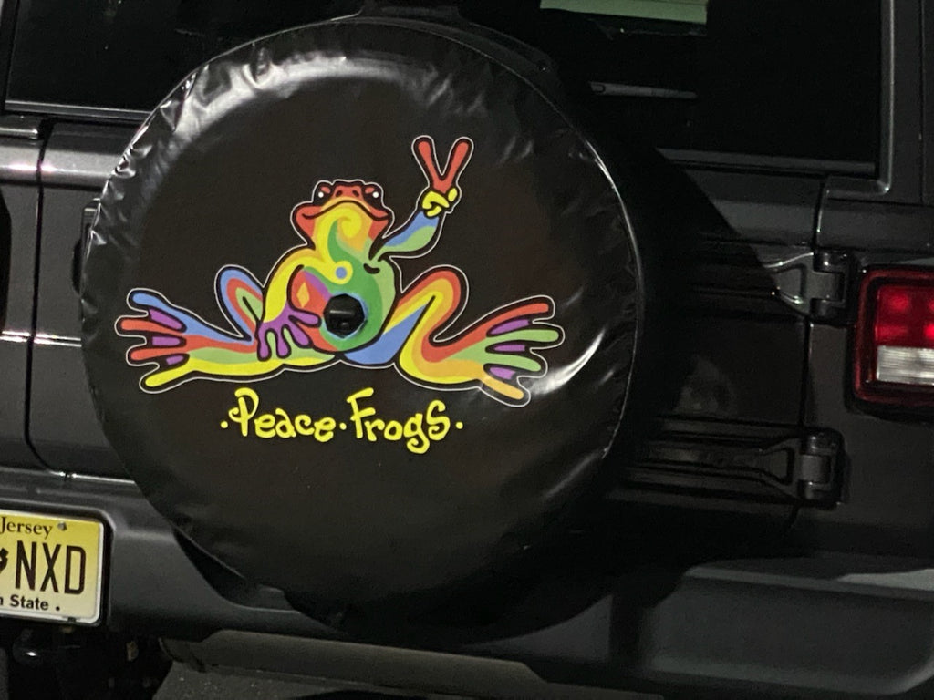 Peace frogs retro tie dye spare tire cover