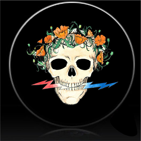 Poppy skull spare tire cover
