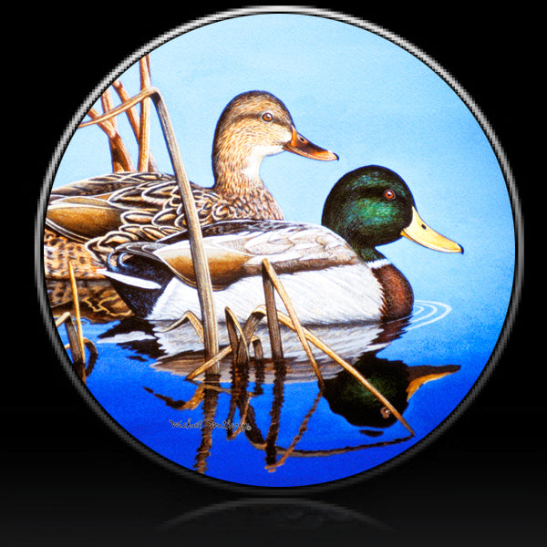 blue water mallard ducks spare tire cover