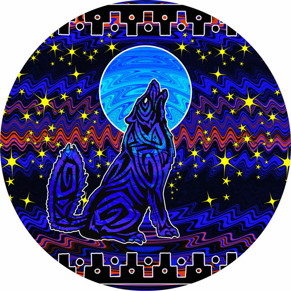 Blue Wolf Tribal Spare Tire Cover Charron©-Custom made to your exact tire size