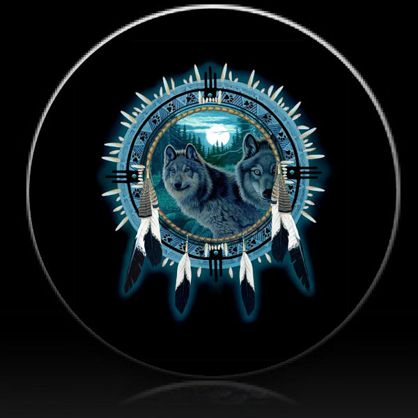 Dreamcatcher wolf spare tire cover