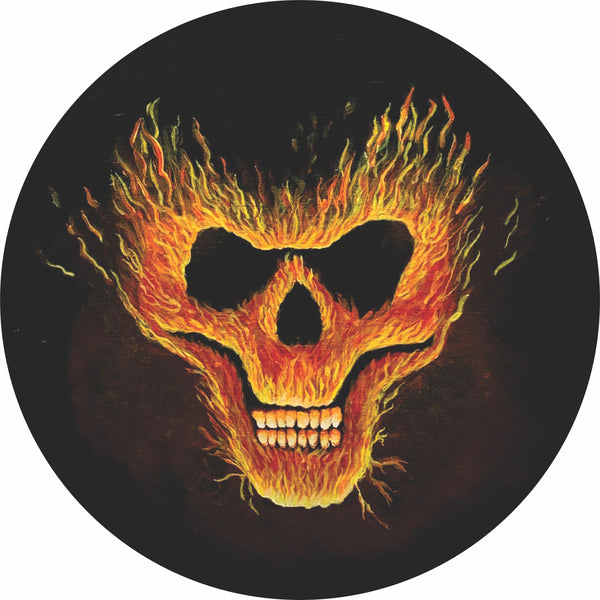 Flaming Skull Spare Tire Cover-Custom made to your exact tire size