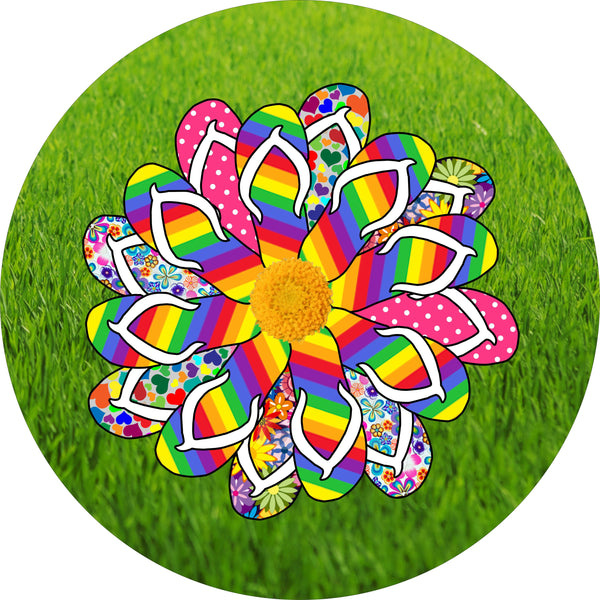 Flip Flop Daisy Black Spare Tire Cover-Custom made to your exact tire size