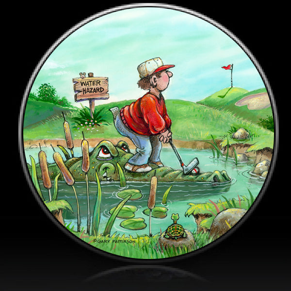 Golfer water hazard spare tire cover