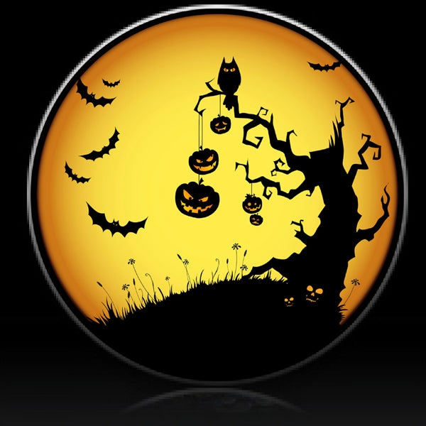 Halloween pumpkin and bats spare tire cover