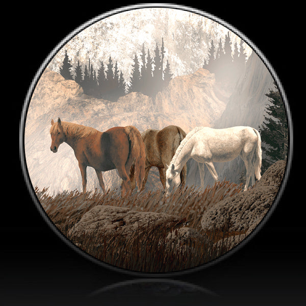 3 horses on the mountains spare tire cover