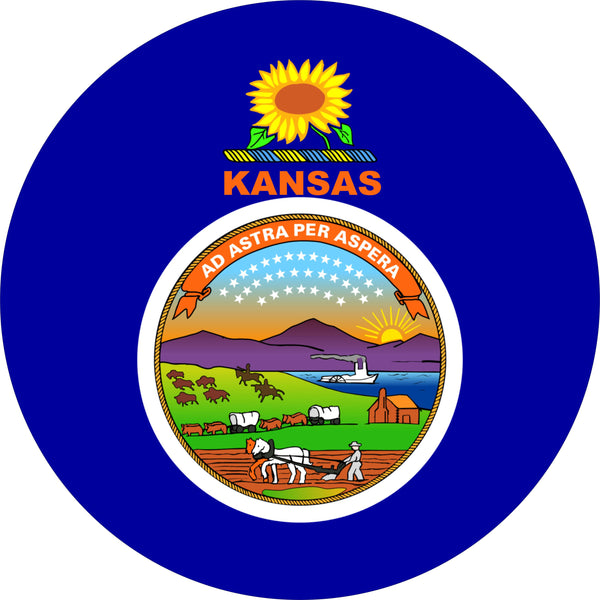 Kansas Flag Spare Tire Cover-Custom made to your exact tire size