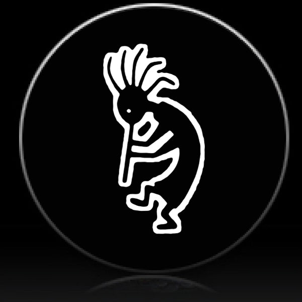 Kokopelli flute player white design spare tire cover