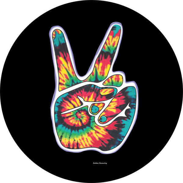 Peace Sign Hand Tie Dye Spare Tire Cover Kathleen Kemmerling©-Custom made to your exact tire size