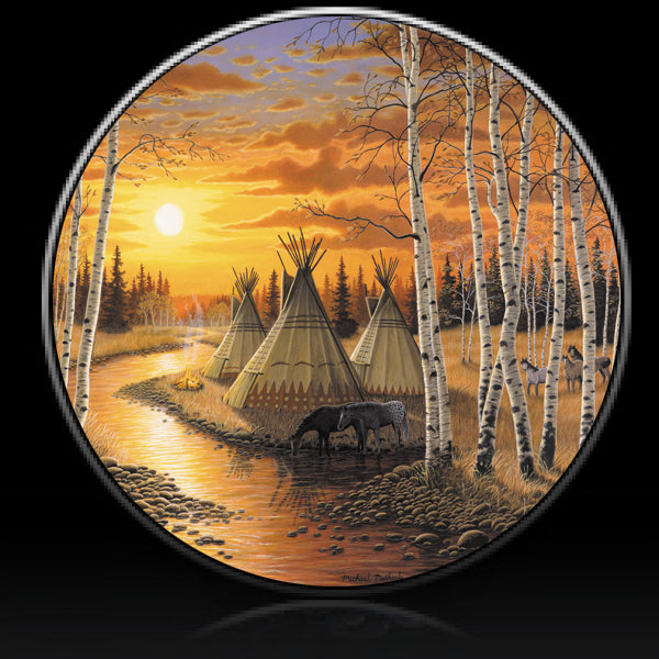 River of time Indian village spare tire cover