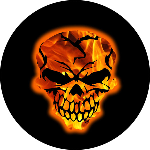 Skull Flames Spare Tire Cover-Custom made to your exact tire size