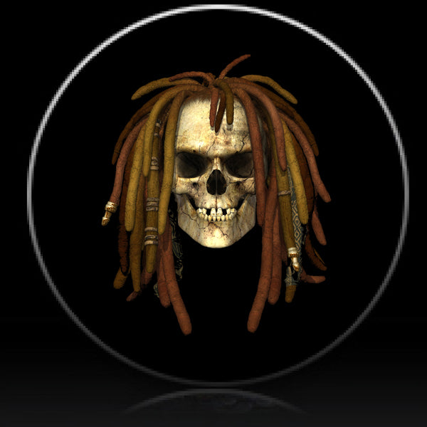 Skull with dred locks spare tire cover