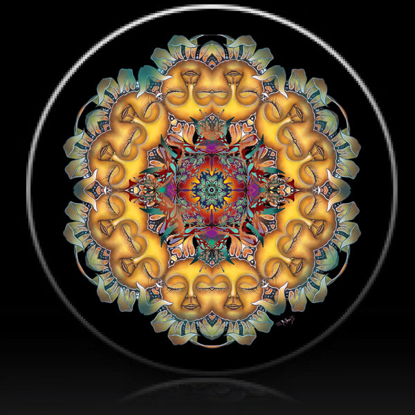 Sleeping sunflower spare tire cover
