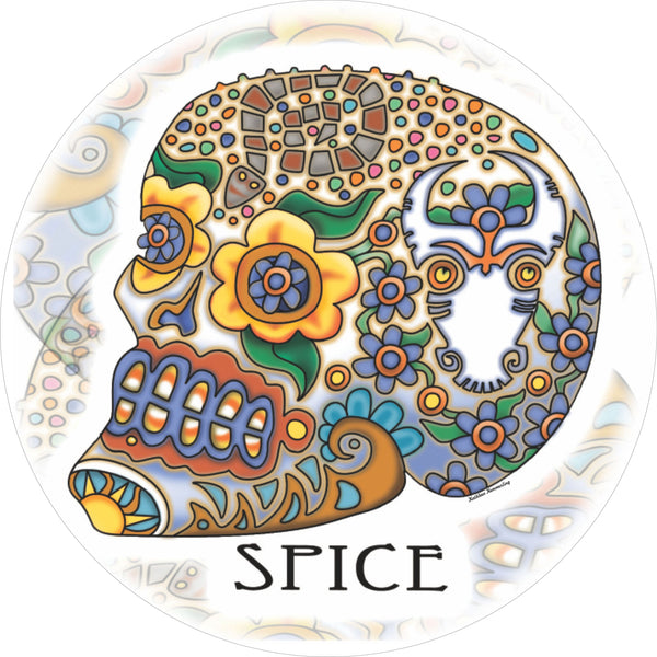 Skull Spice Flower Spare Tire Cover Kathleen Kemmerling©-Custom made to your exact tire size