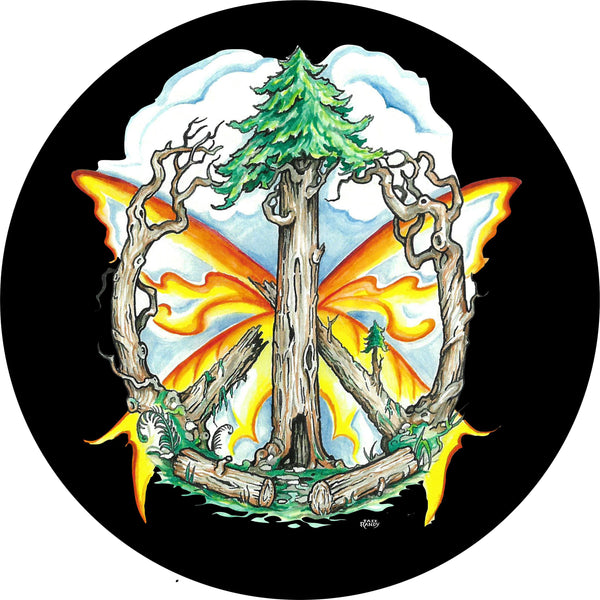 Butterfly Peace Tree Spare Tire Cover Tattoo Randy©-Custom made to your exact tire size