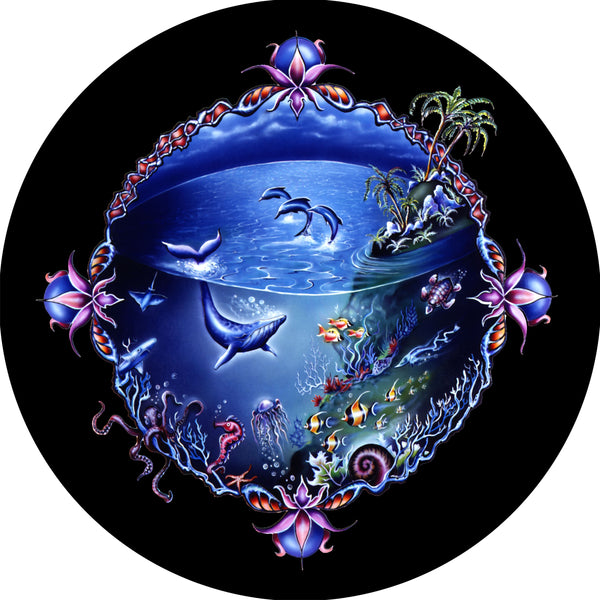 Dolphin & Whales Undersea Spare Tire Cover Mike Dubois©-Custom made to your exact tire size