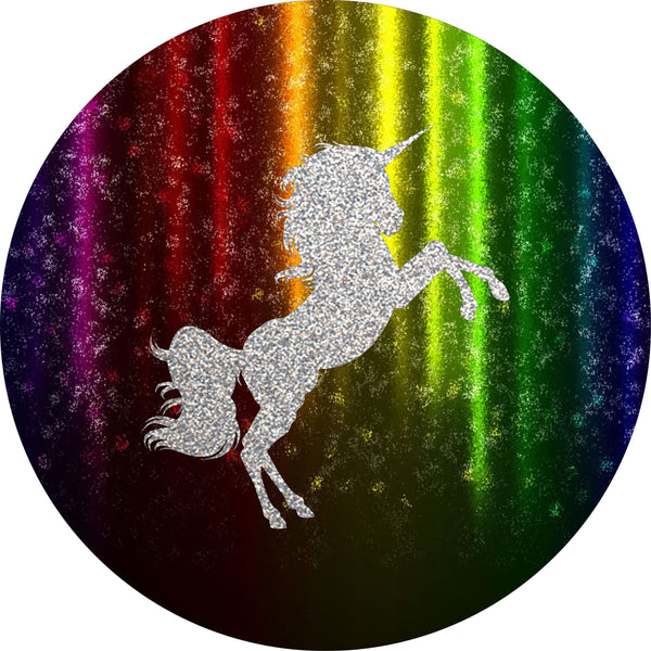 Horse Unicorn Glitter Rainbow Spare Tire Cover-Custom made to your exact tire size