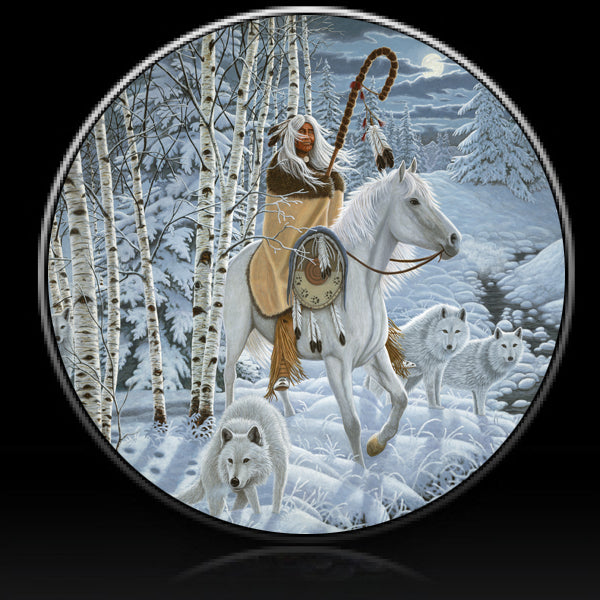Indian Horseback Whispering Winds Spare Tire Cover Michael Matherly©- Custom made to your exact tire size