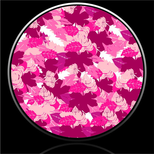 Pink camo leaf spare tire cover