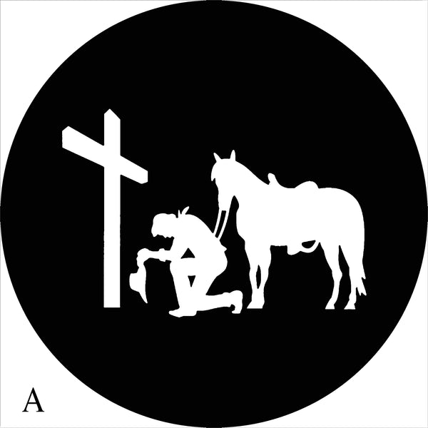 Cowboy Praying at Cross Spare Tire Cover-Custom made to your exact tire size