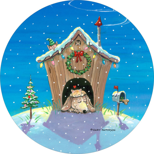 Dog Home for the Holidays Spare Tire Cover Gary Patterson©-Custom made to your exact tire size