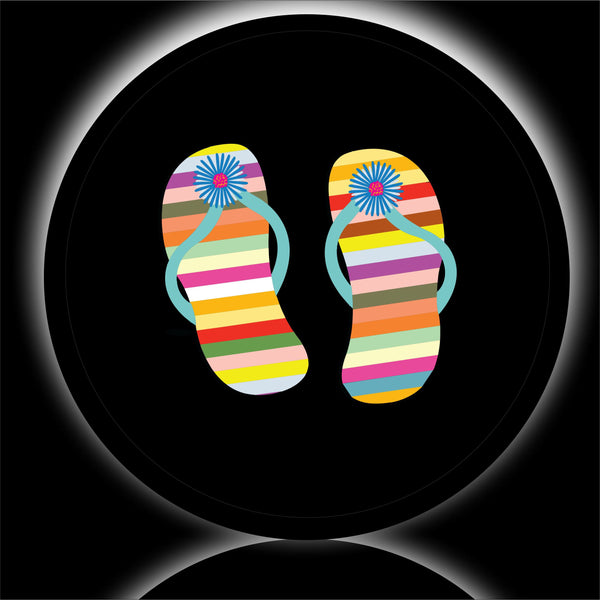 Flip flops with daisy spare tire cover