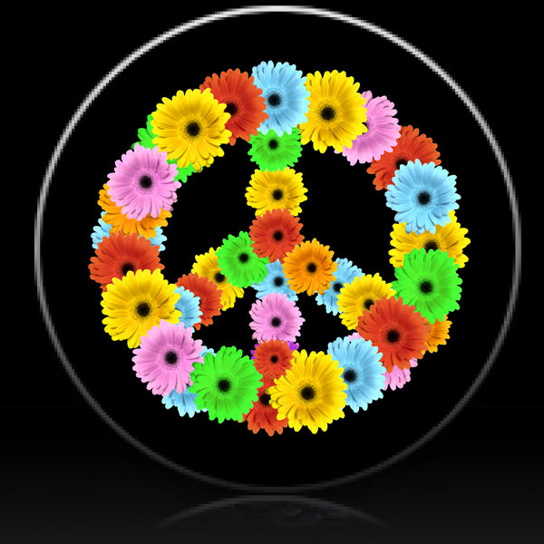 Flower Daisy peace sign spare tire cover