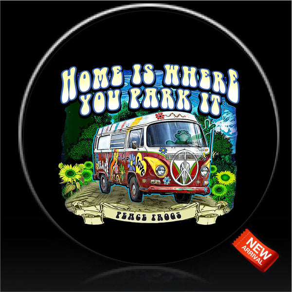 Peace frog Home is where you park it spare tire cover