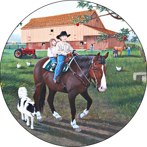 Horse A Day On The Farm Spare Tire Cover Michael Matherly©-Custom made to your exact tire size