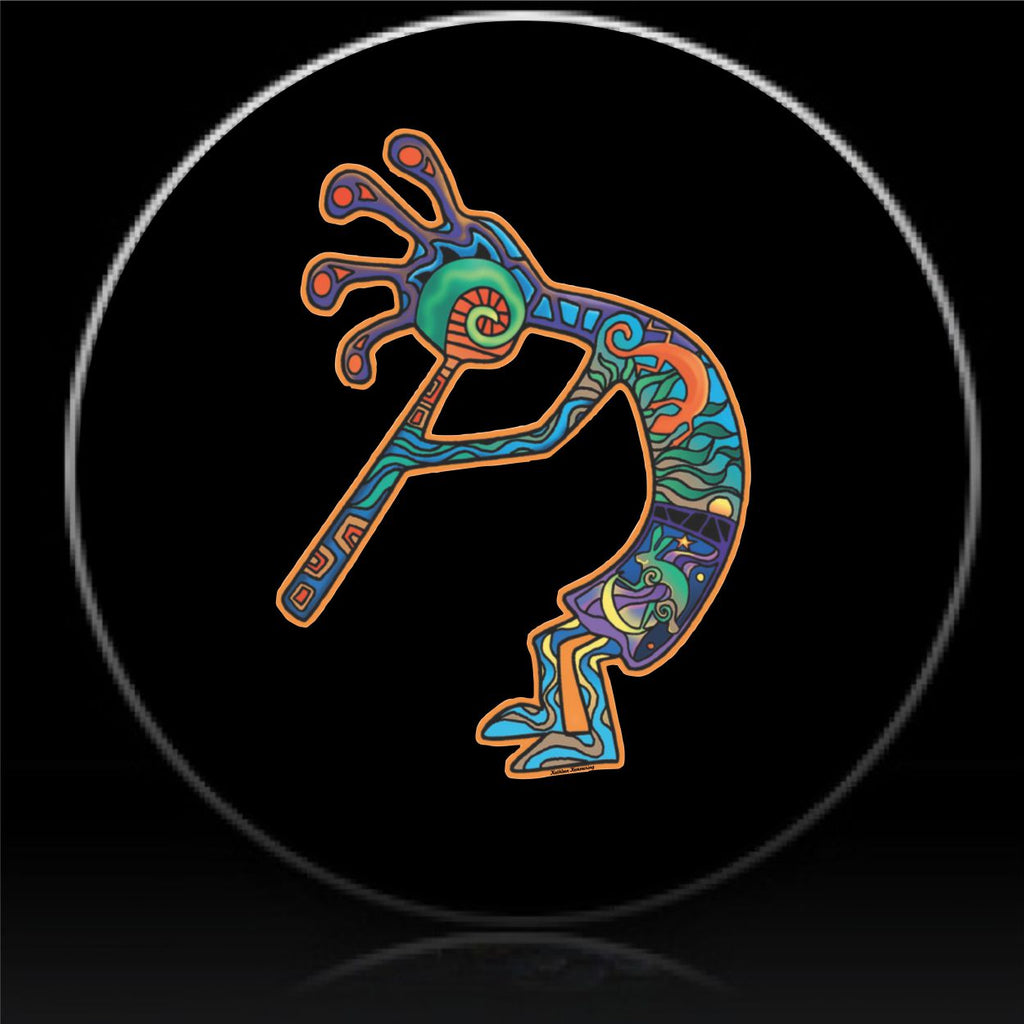 Kokopelli flute music with Australian theme designs spare tire cover