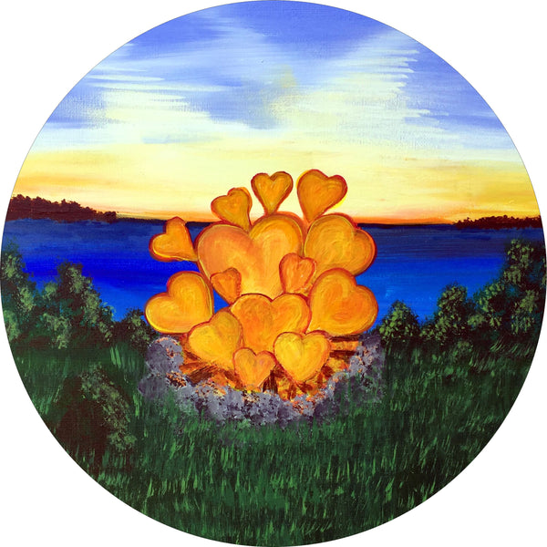 Campfire Flaming Heart Spare Tire Cover-Custom made to your exact tire size