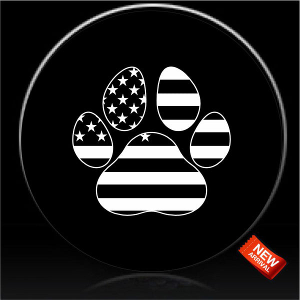 Paws US Flag Black & White spare tire cover