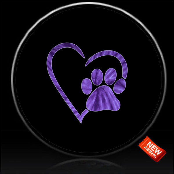Purple tie dye Paws Love spare tire cover