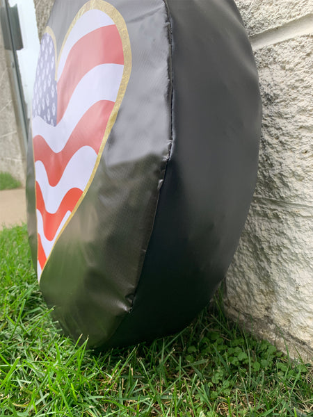 Paws Stars & Stripes Flag Heart Spare Tire Cover-Custom made to your exact tire size