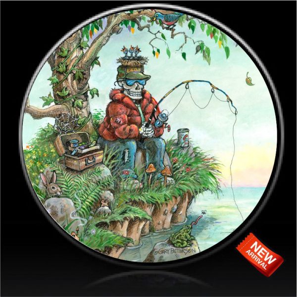 Skeleton fishing Patience spare tire cover