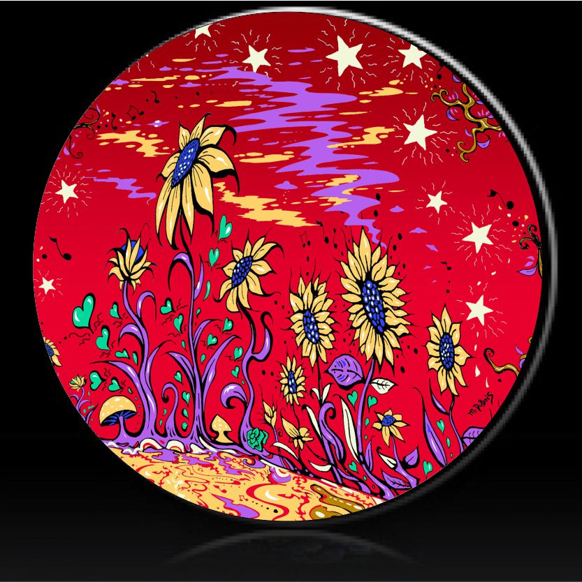 Sunflower Field Red Spare Tire Cover Mike Dubois©-Custom made to your exact tire size