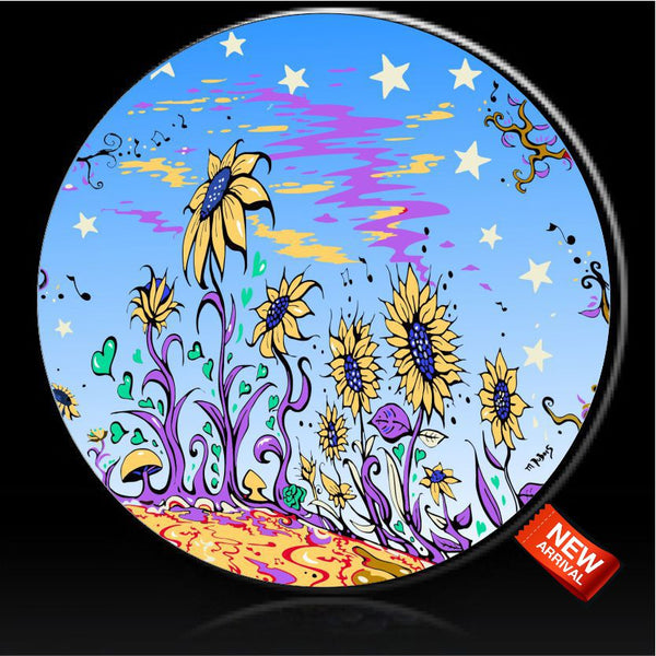 Sunflower Field Blue Spare Tire Cover Mike Dubois©-Custom made to your exact tire size