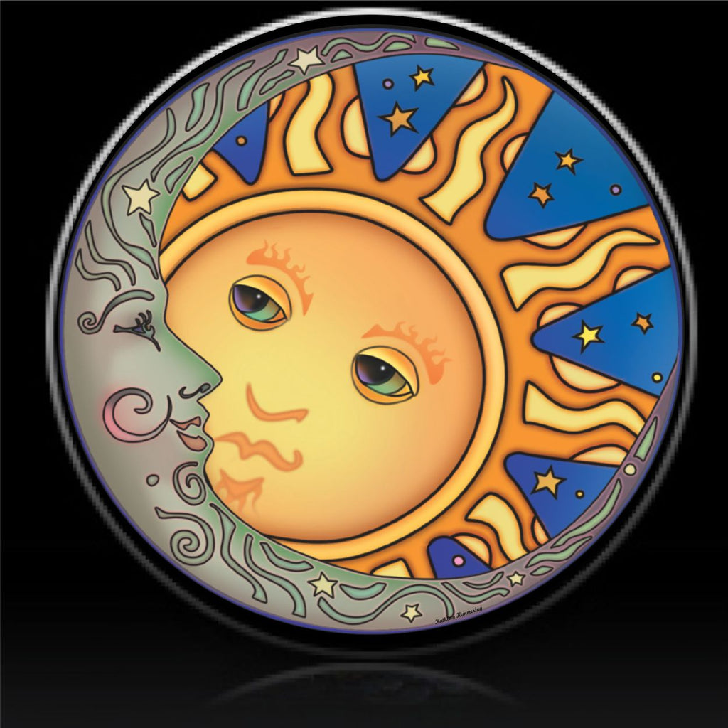 Sun & Moon faces spare tire cover