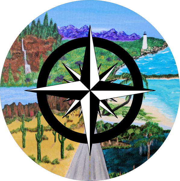 Compass Where the Road Leads Spare Tire Cover-Custom made to your exact tire size