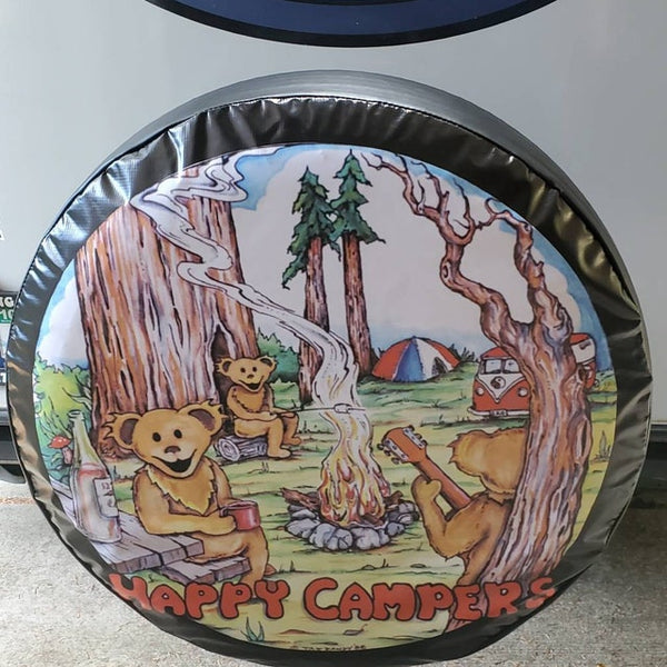 Happy Campers Spare Tire Cover Tattoo Randy©-Custom made to your exact tire size