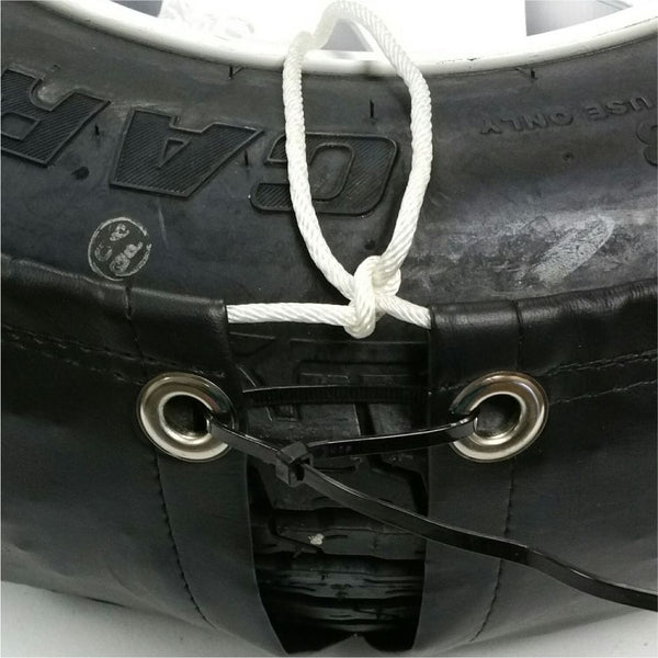 spare tire cover zip tie & rope