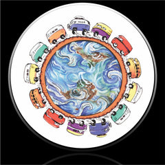 13 Hippie Bus Van Spare Tire Cover Tattoo Randy©-Custom made to your exact tire size