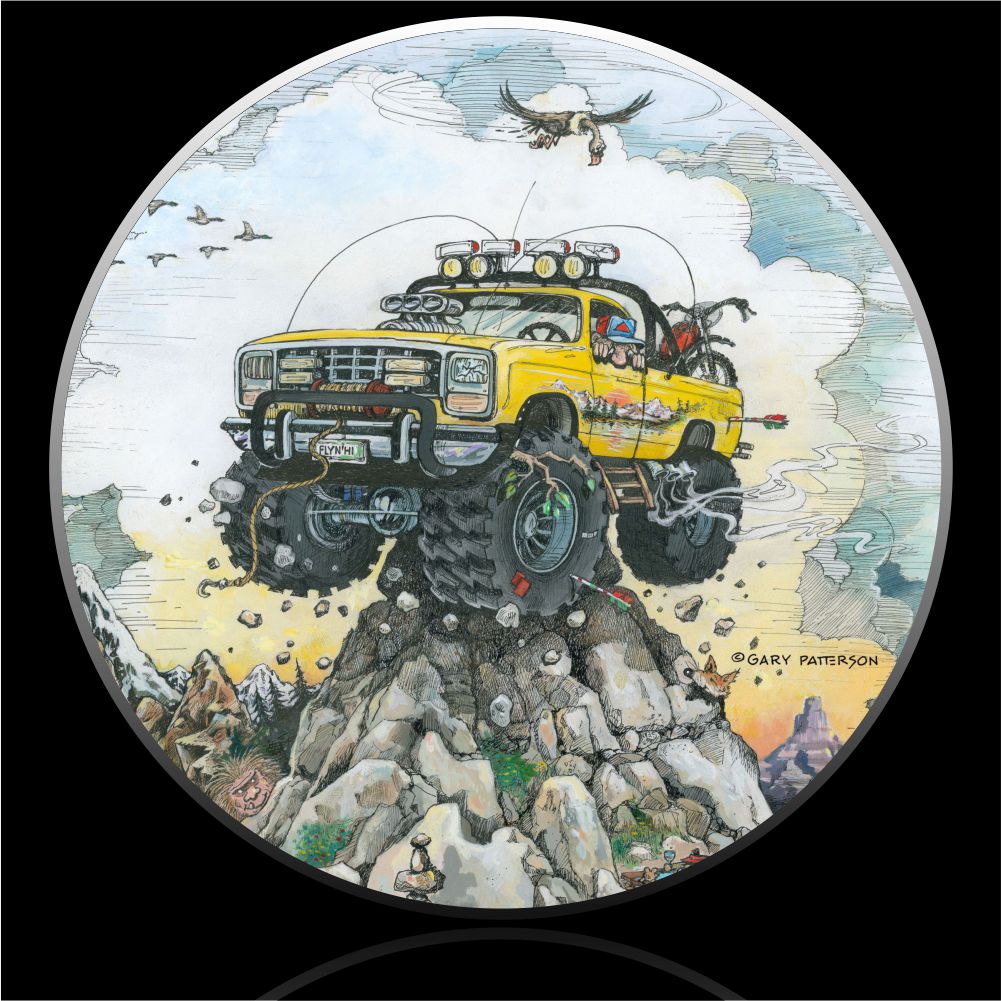 4x4 truck stuck on mountain spare tire cover