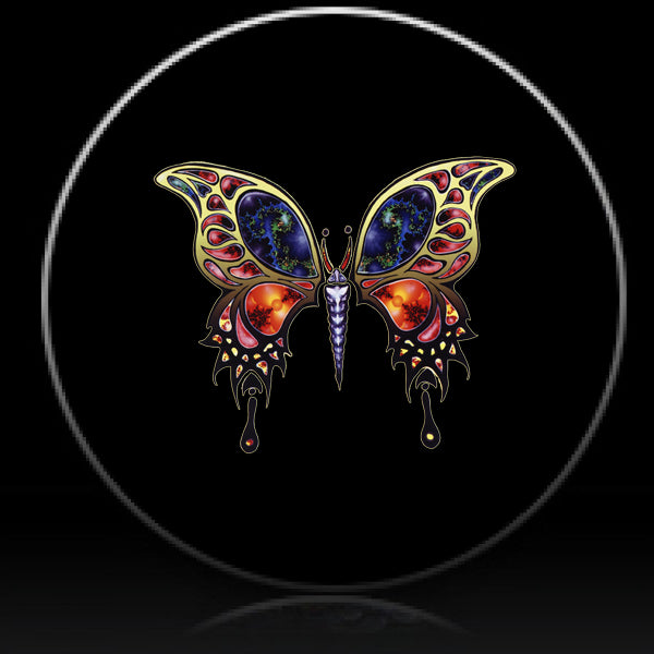 fractal jeweled butterfly spare tire cover