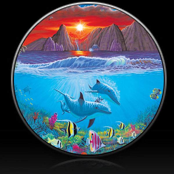 Dolphin friends of the sea spare tire cover
