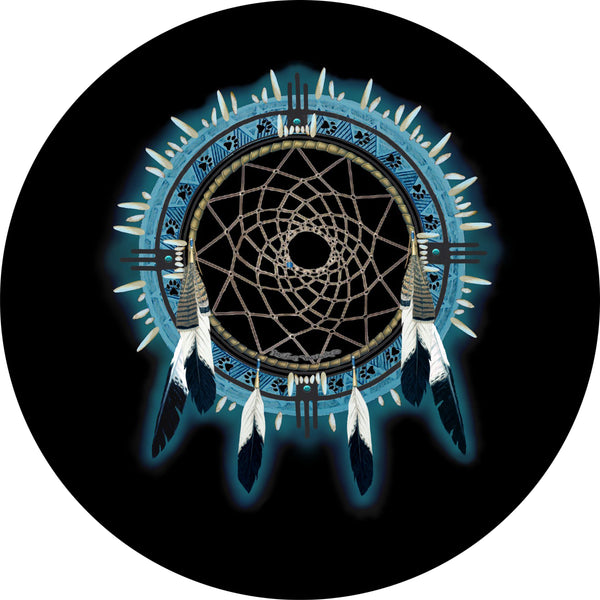 Dream Catcher Blue Wolf Spare Tire Cover Michael Matherly©-Custom made to your exact tire size