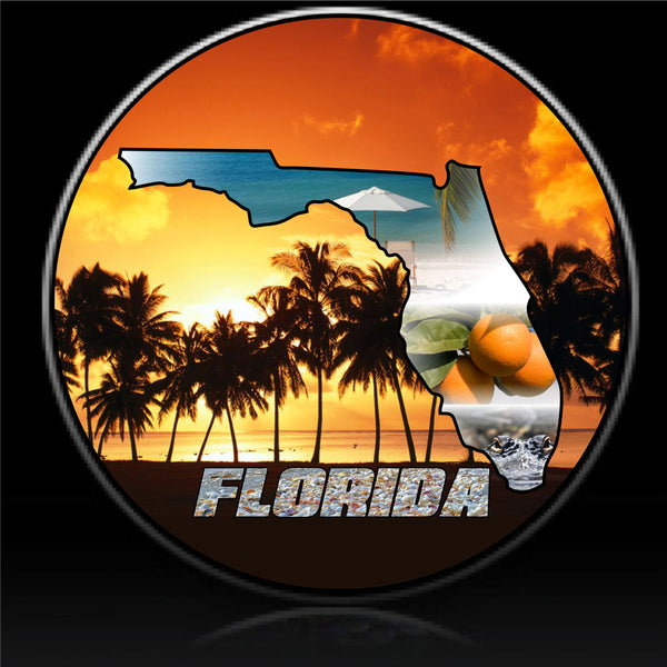 Florida beach, citrus and alligator spare tire cover design