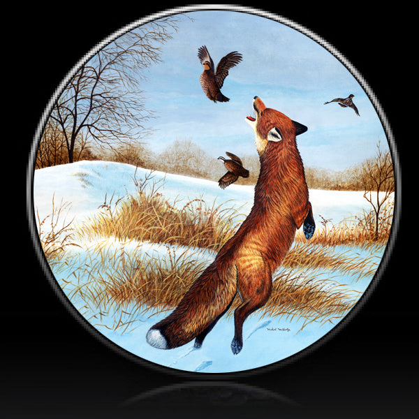 Fox on the pheasant hunt spare tire cover