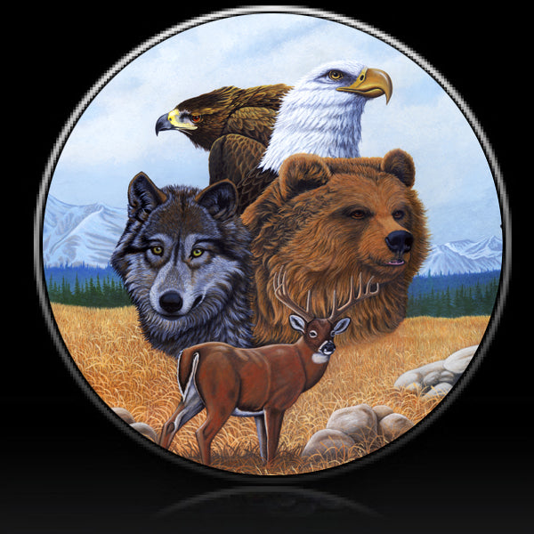 agle, Hawk, Bear, Wolf, Deer Gathering of the spirits spare tire cover